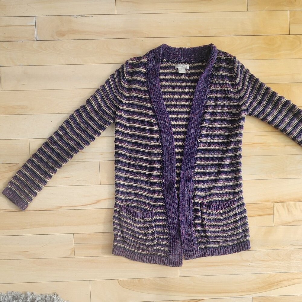 Lucky Brand striped knit sweater cardigan size medium.